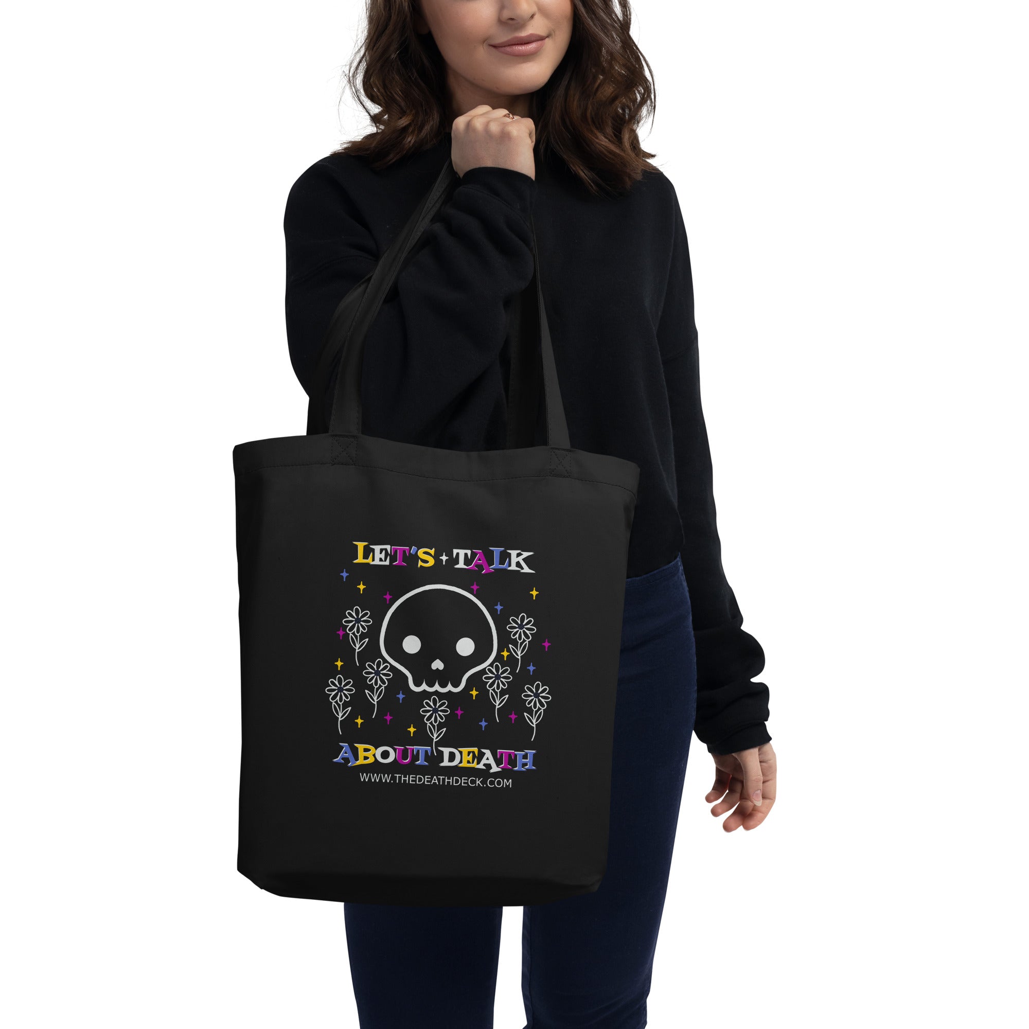Let's Talk About Death Eco Tote Bag- black