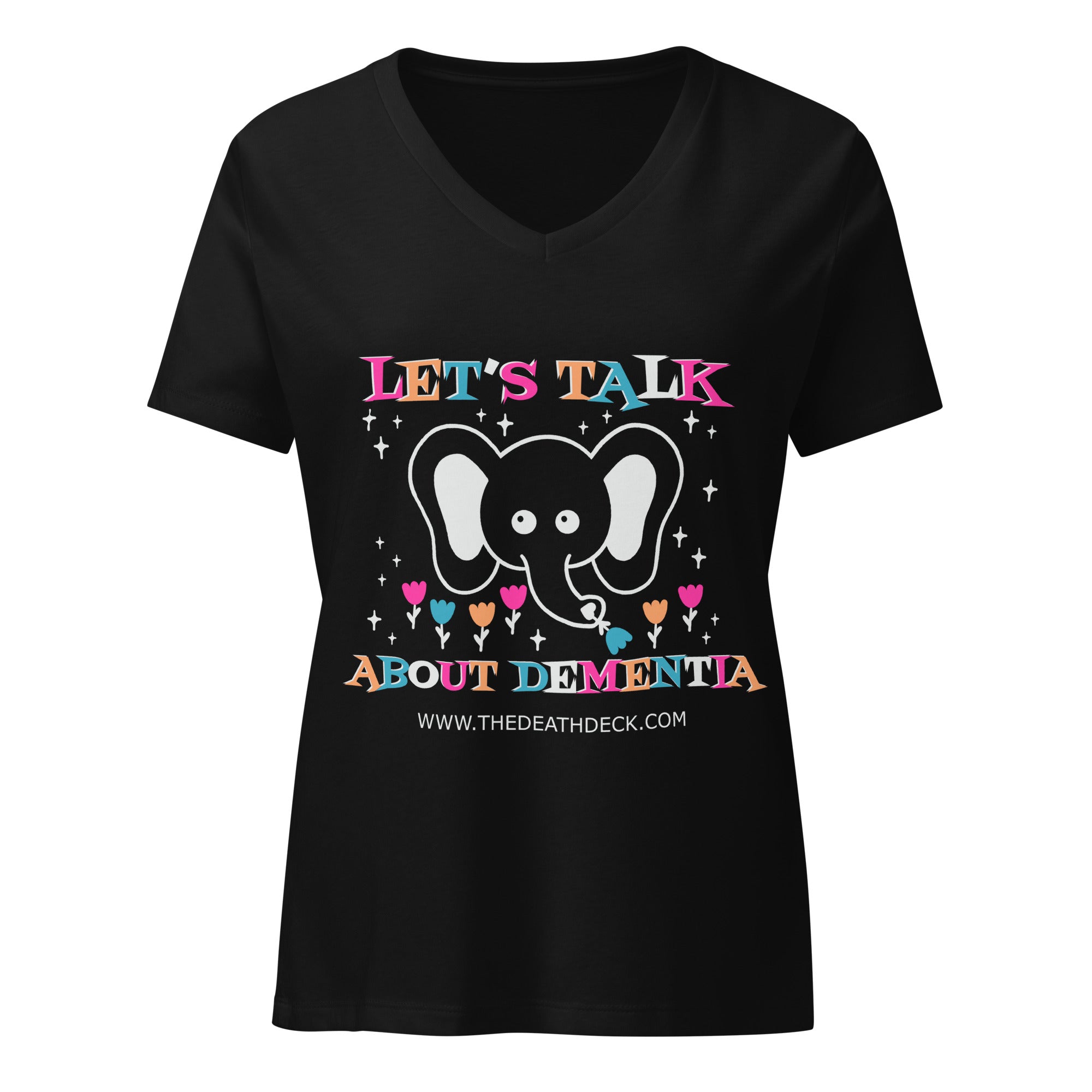 Let's Talk About Dementia Women’s relaxed v-neck black t-shirt