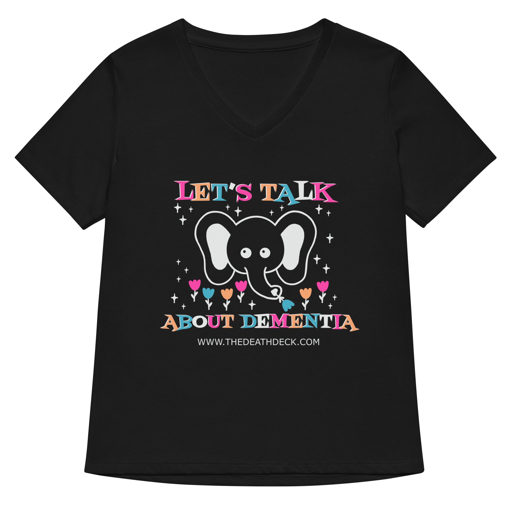 Let's Talk About Dementia Women’s relaxed v-neck black t-shirt
