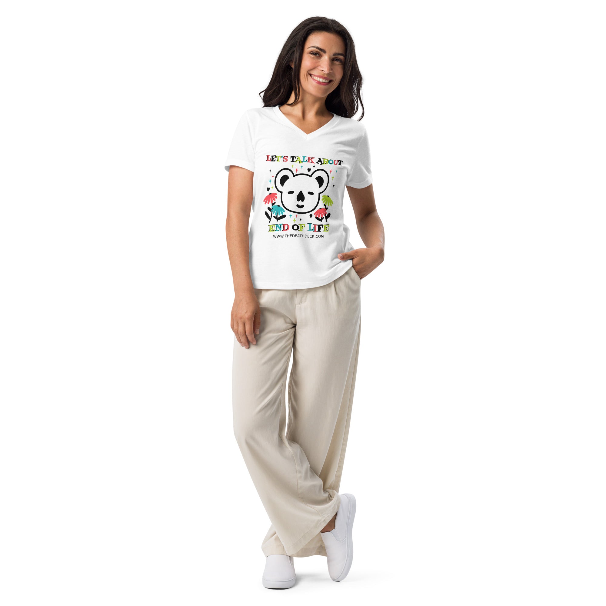 Let's Talk About End of Life Women’s relaxed v-neck t-shirt
